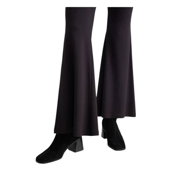 & Other Stories Stockholm Atelier Flare Trousers Black Crepe Knit Pull-On Split - Picture 4 of 13